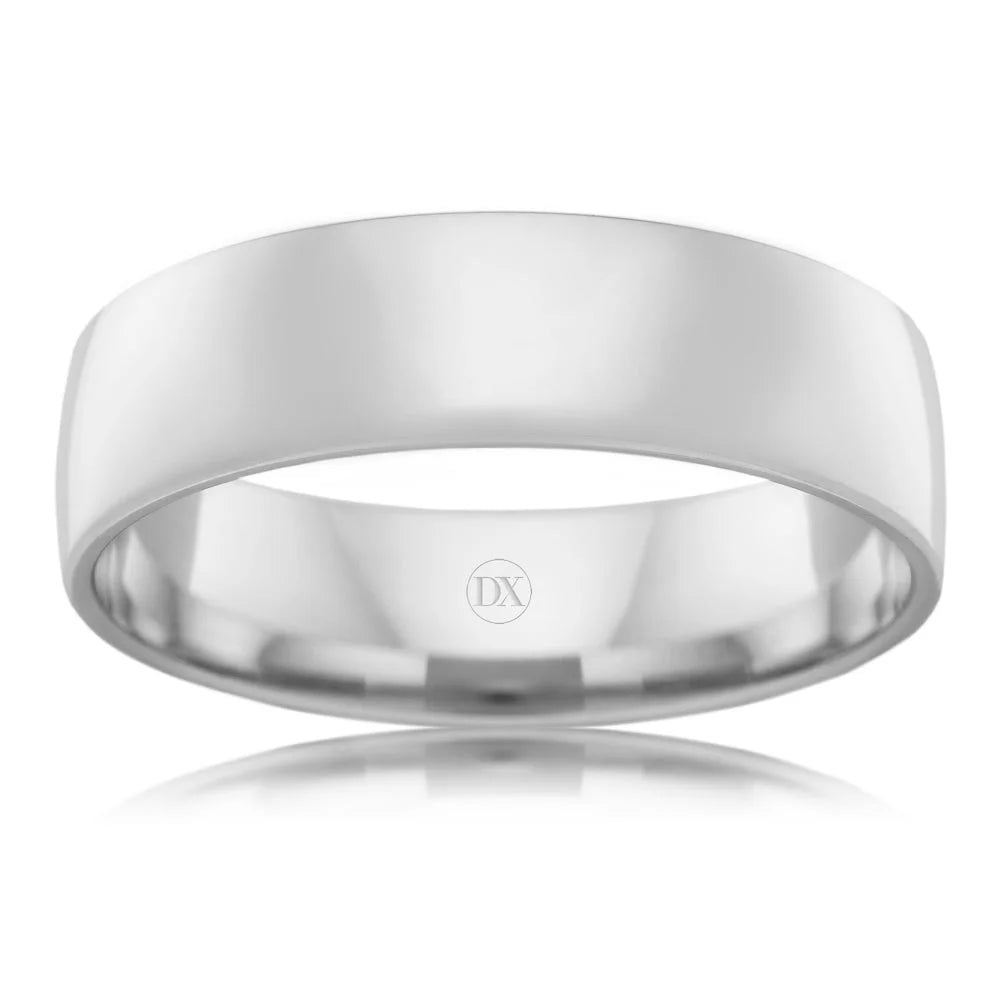A plain, polished silver metal ring with a flat surface, shown on a white background.