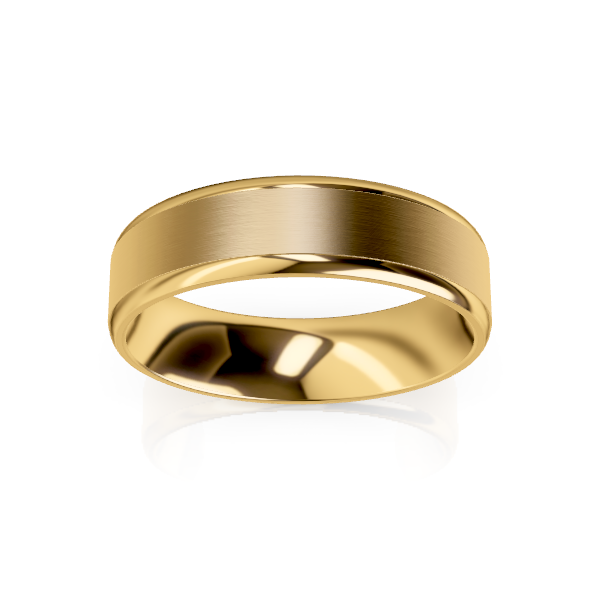 A simple, polished gold wedding band with a smooth matte finish, displayed on a white background.