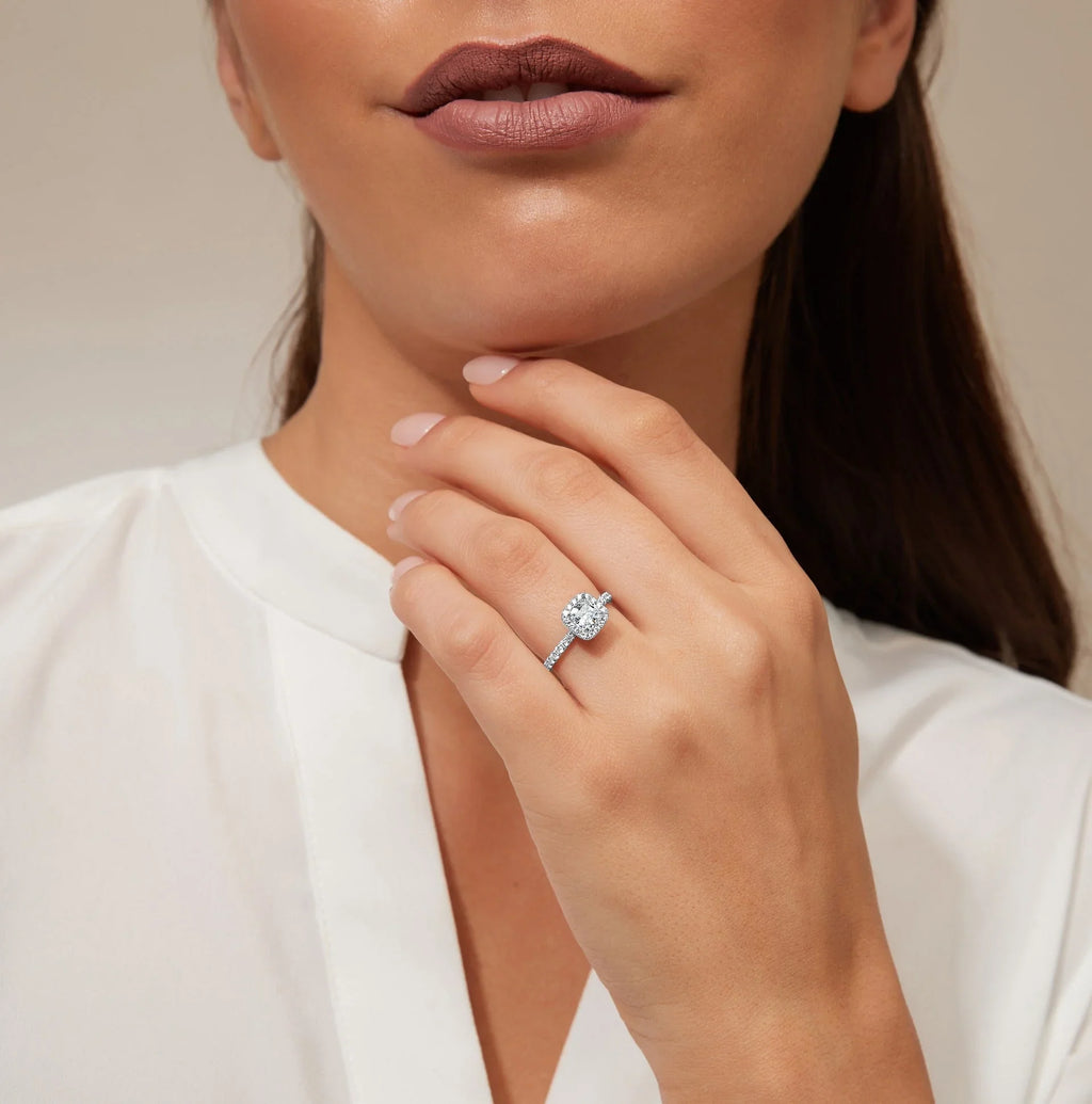 Olivia Molly - Cushion Cut 18ct White Gold Engagement Ring