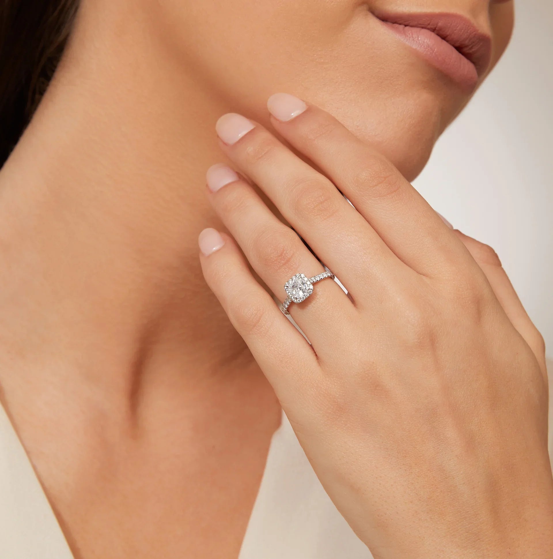 Jasmine - Cushion Cut 18ct White Gold Engagement Ring