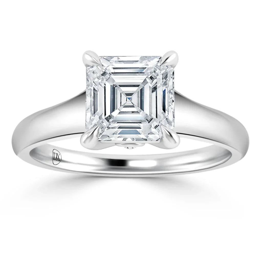 Sara - Asscher Cut Platinum Engagement Ring