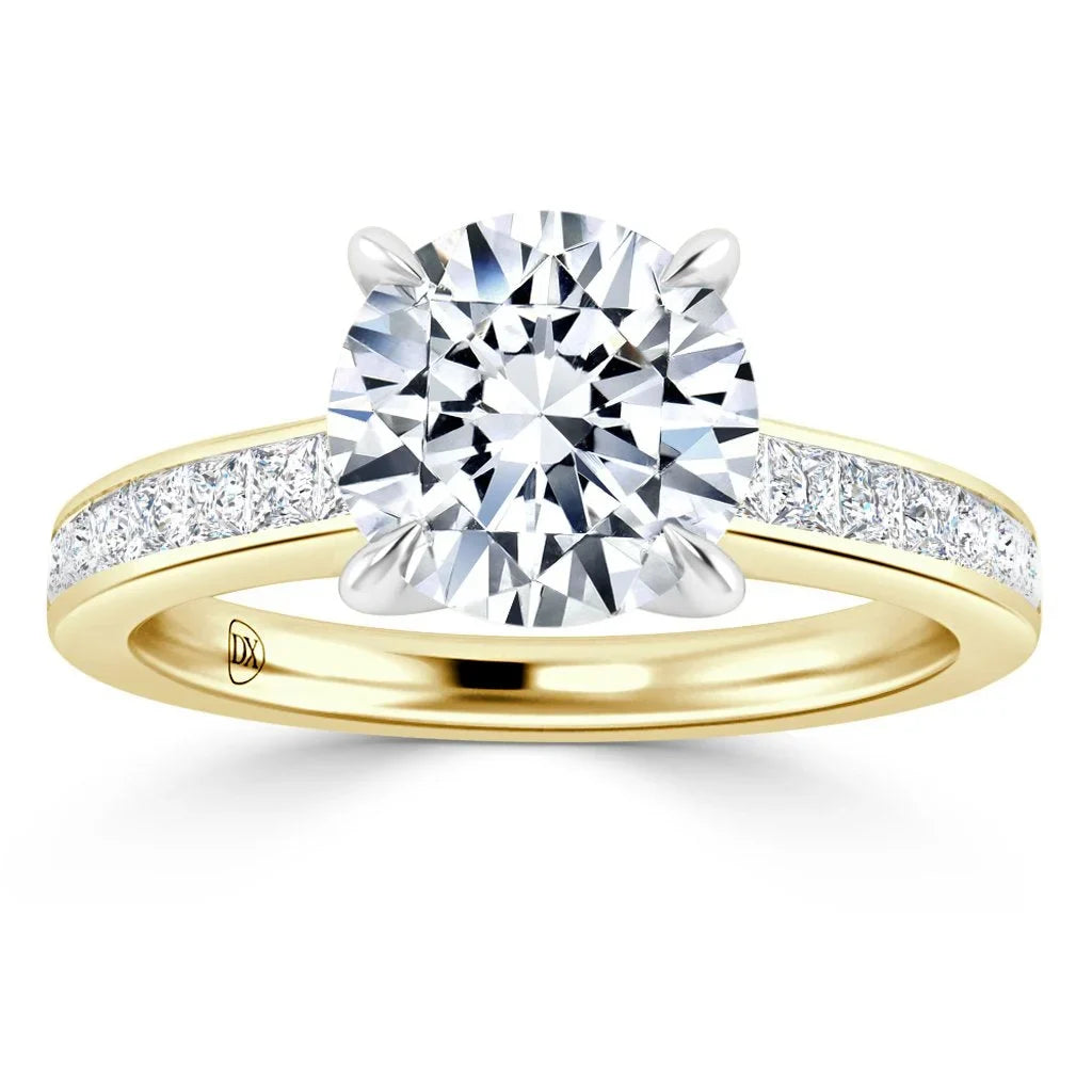 Crystal - Round Cut 18ct Yellow Gold Engagement Ring