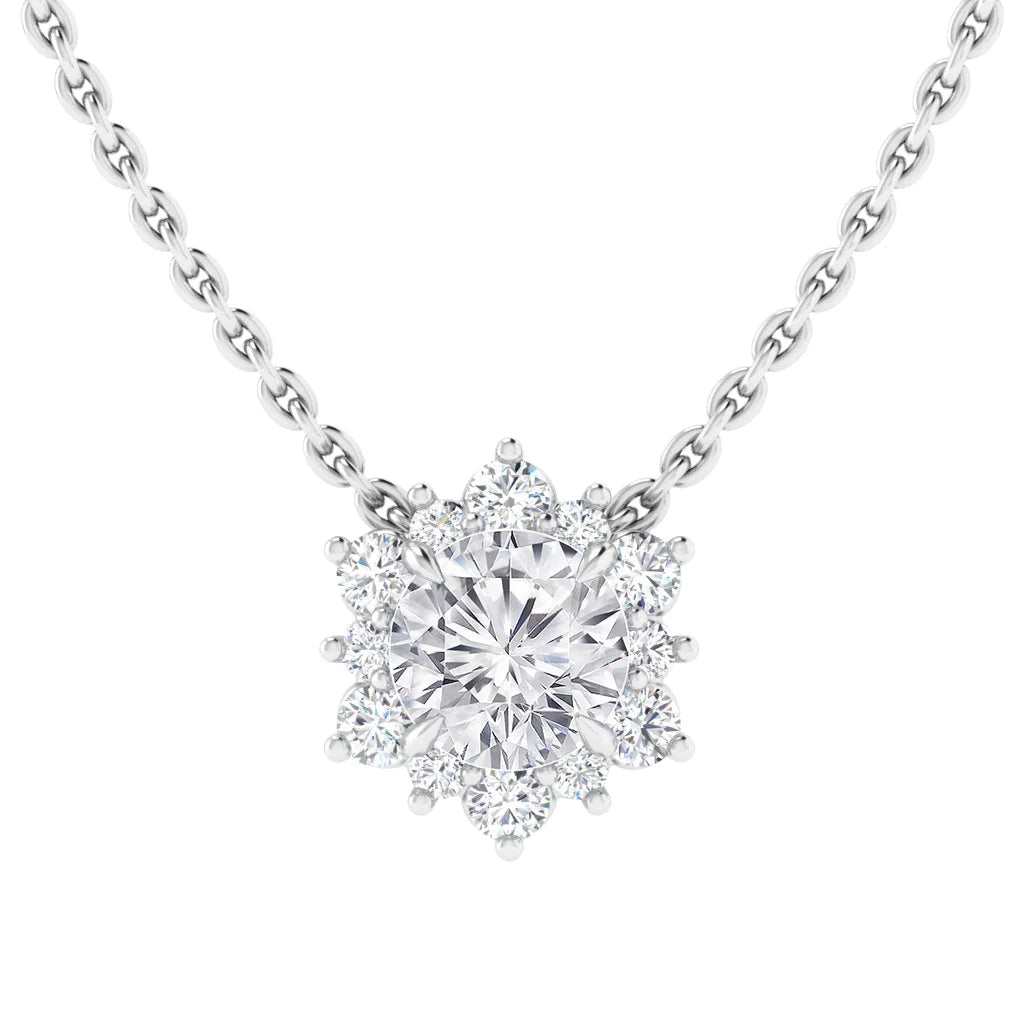 Nicola - Platinum Round Diamond Necklace | DX Diamonds