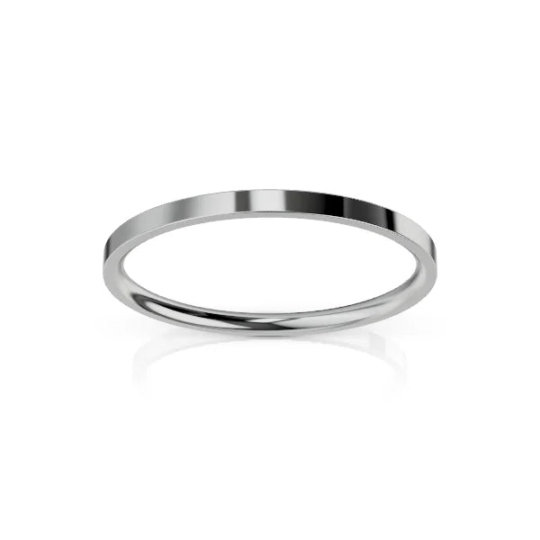 Flat Top 2mm - 9ct White Gold Wedding Ring