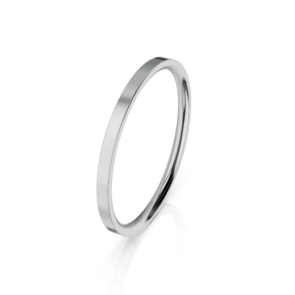 Flat Top 2mm - 9ct White Gold Wedding Ring