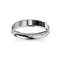 A plain, polished silver ring with a flat edge, shown on a white background with a reflection below.