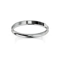 A plain, thin, polished silver ring with a reflective surface on a white background.