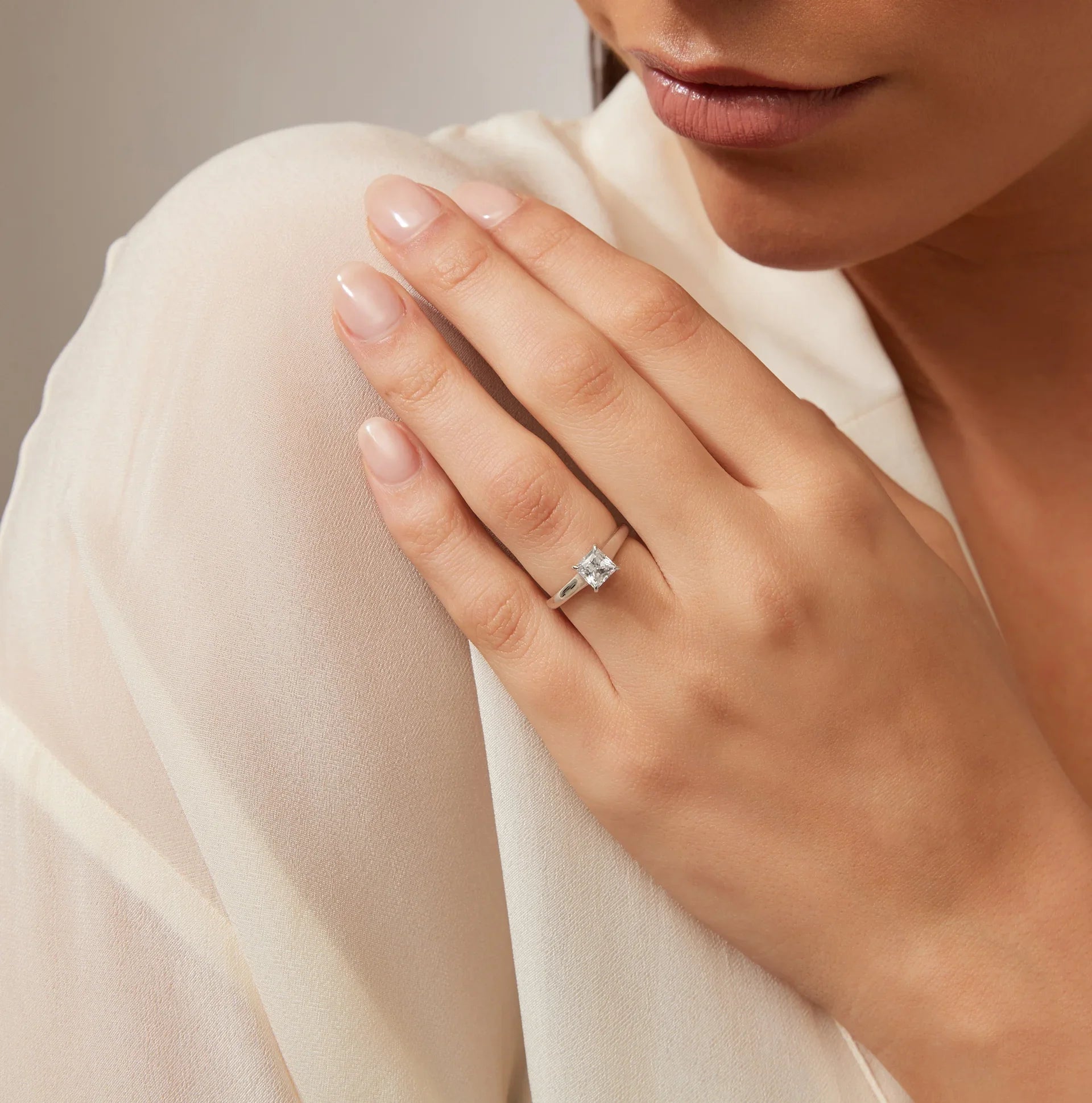 Sara - Princess Cut Platinum Engagement Ring