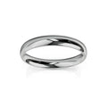 A plain, polished silver metal ring with a smooth, rounded surface on a white background.