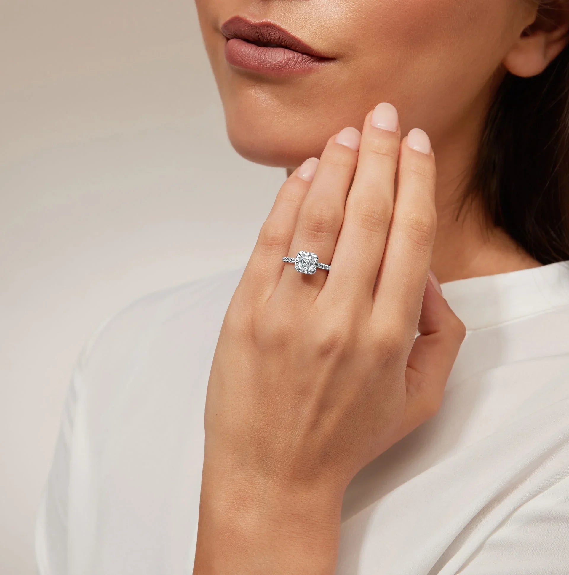 Olivia Molly - Asscher Cut Platinum Engagement Ring