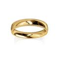 A polished gold wedding band with a thin milgrain edge detail, shown on a white background.