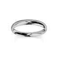 A simple, polished silver ring with a smooth, rounded surface on a white background.