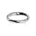 A shiny, polished silver band ring with a smooth, rounded surface on a white background.