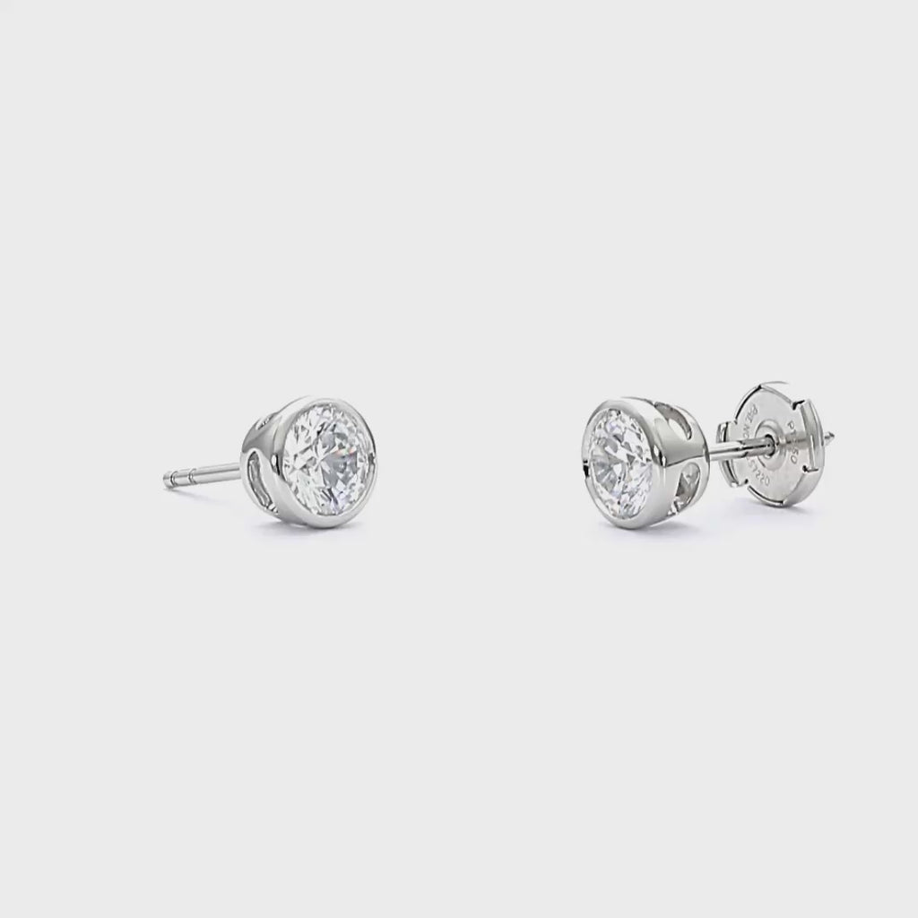 Brooklyn - Bezel Cut Diamond Earrings 18ct White Gold
