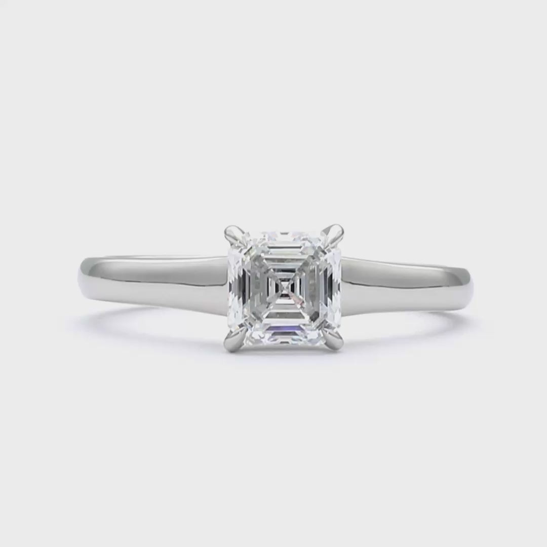 Sara - Asscher Cut Platinum Engagement Ring