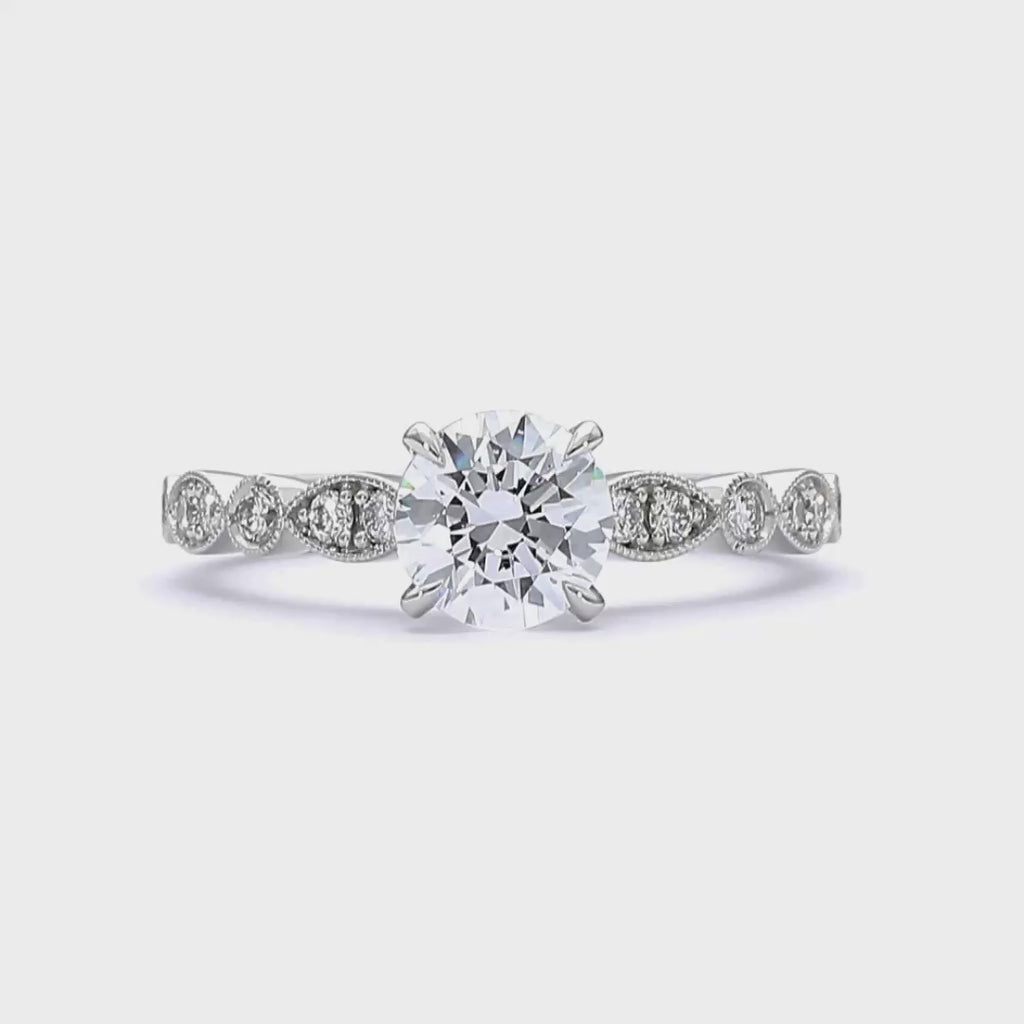 Nellie - Round Cut Platinum Engagement Ring