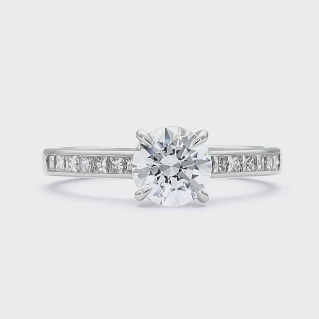 Crystal - Round Cut Platinum Engagement Ring