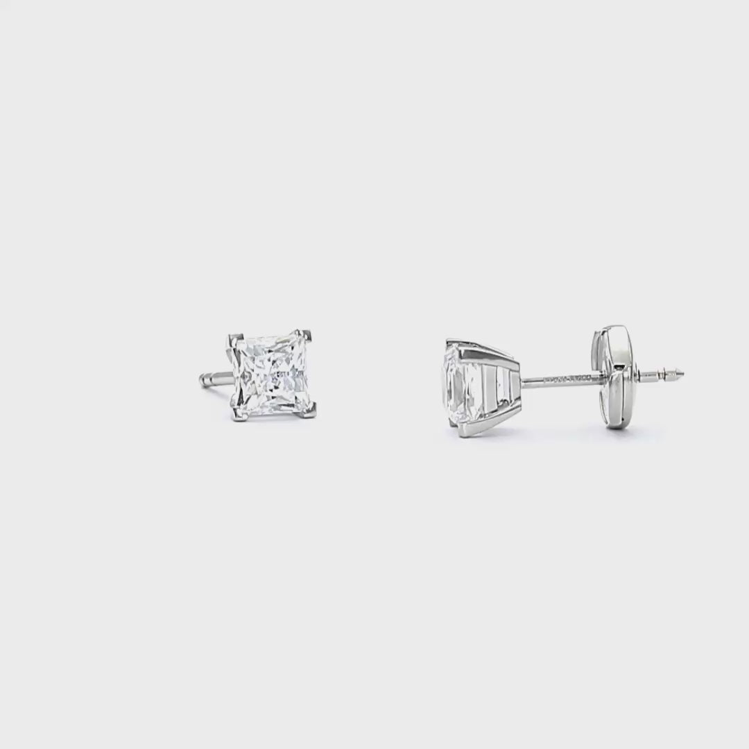 Kera - 18ct Princess Cut Diamond Earrings 18ct Rose Gold