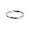 A plain, polished silver ring with a smooth, rounded band, displayed on a white background.