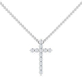 Silver chain necklace with a diamond cross pendant, displayed on a white background.