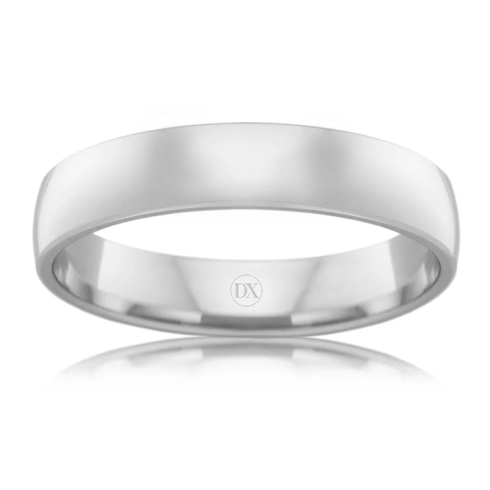 A plain, polished silver ring with a smooth, rounded surface, shown against a white background.