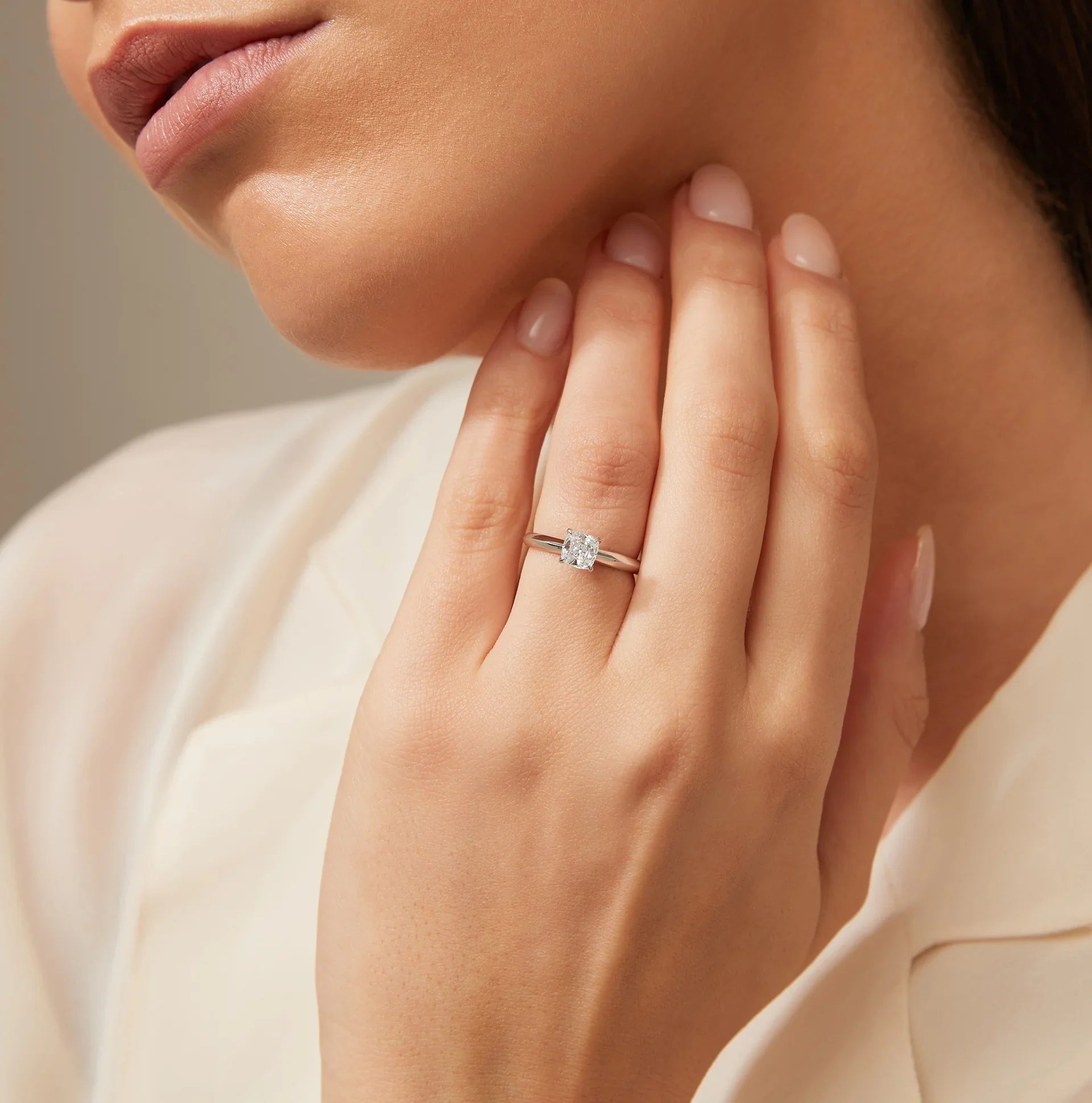 Jessica - Cushion Cut Platinum Engagement Ring