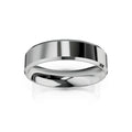 A polished, plain silver metallic ring with a smooth, reflective surface on a white background.