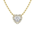 Gold chain necklace with a heart-shaped diamond pendant surrounded by smaller diamonds.
