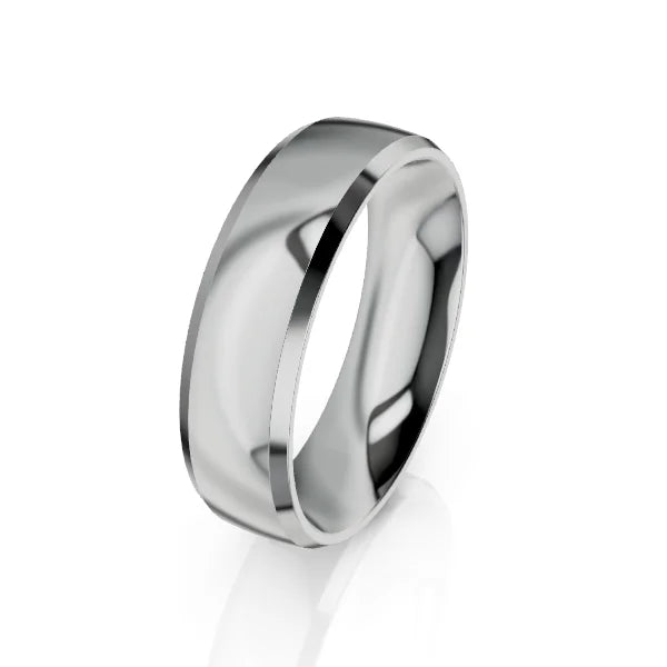 A shiny, plain silver metal ring with a smooth, polished surface, shown on a white background.