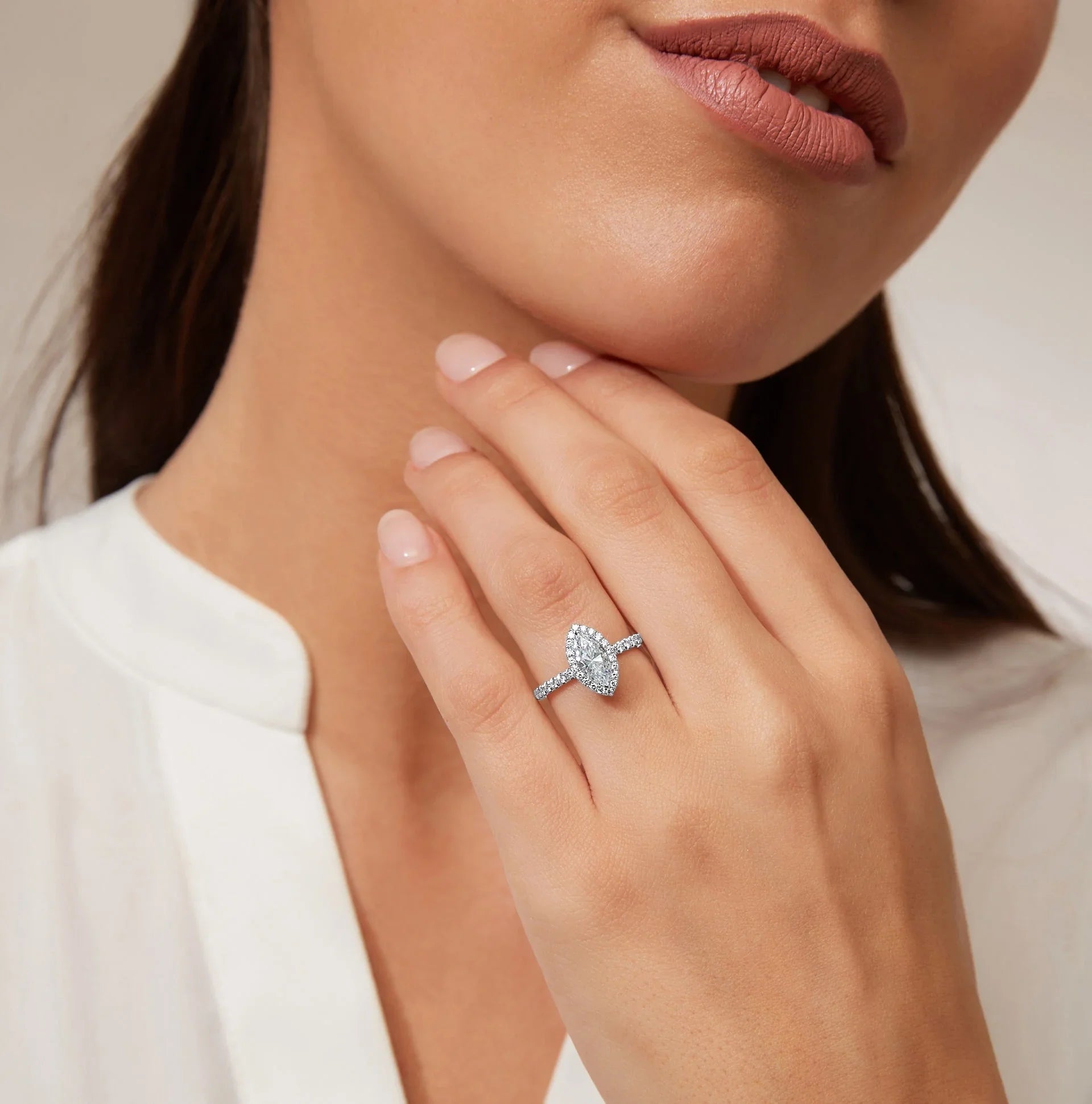 Olivia Molly - Marquise Cut 18ct White Gold Engagement Ring
