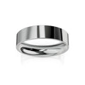 A polished, plain silver ring with a smooth, reflective surface shown against a white background.
