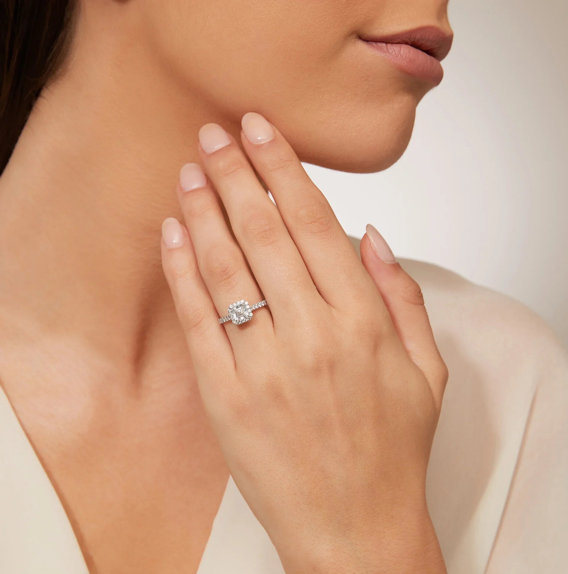 Jasmine - Asscher Cut 18ct White Gold Engagement Ring