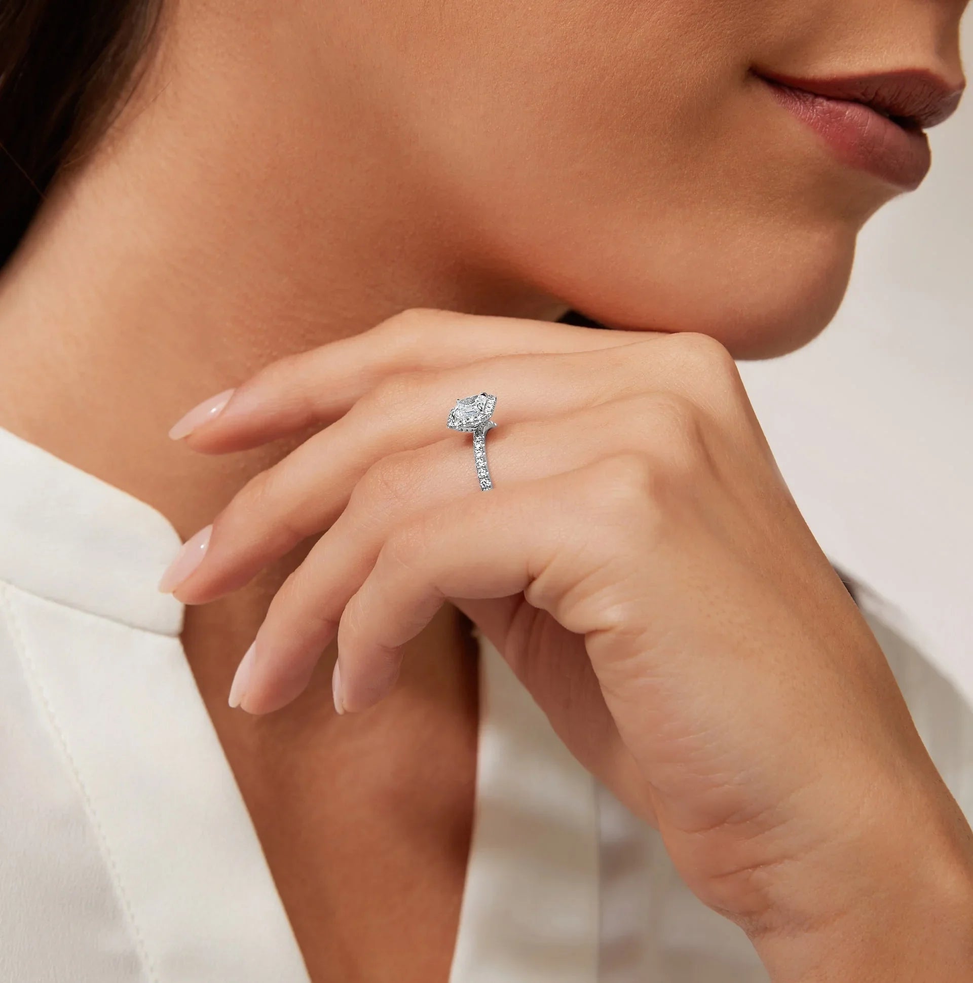 Olivia Molly - Asscher Cut Platinum Engagement Ring